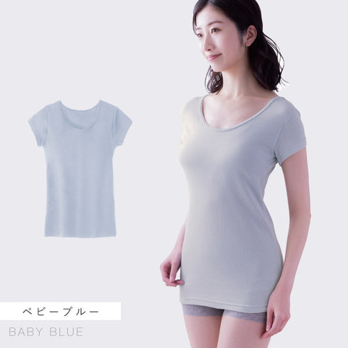肌にやさしい綿ガーゼカップ付3分袖インナー.|s12